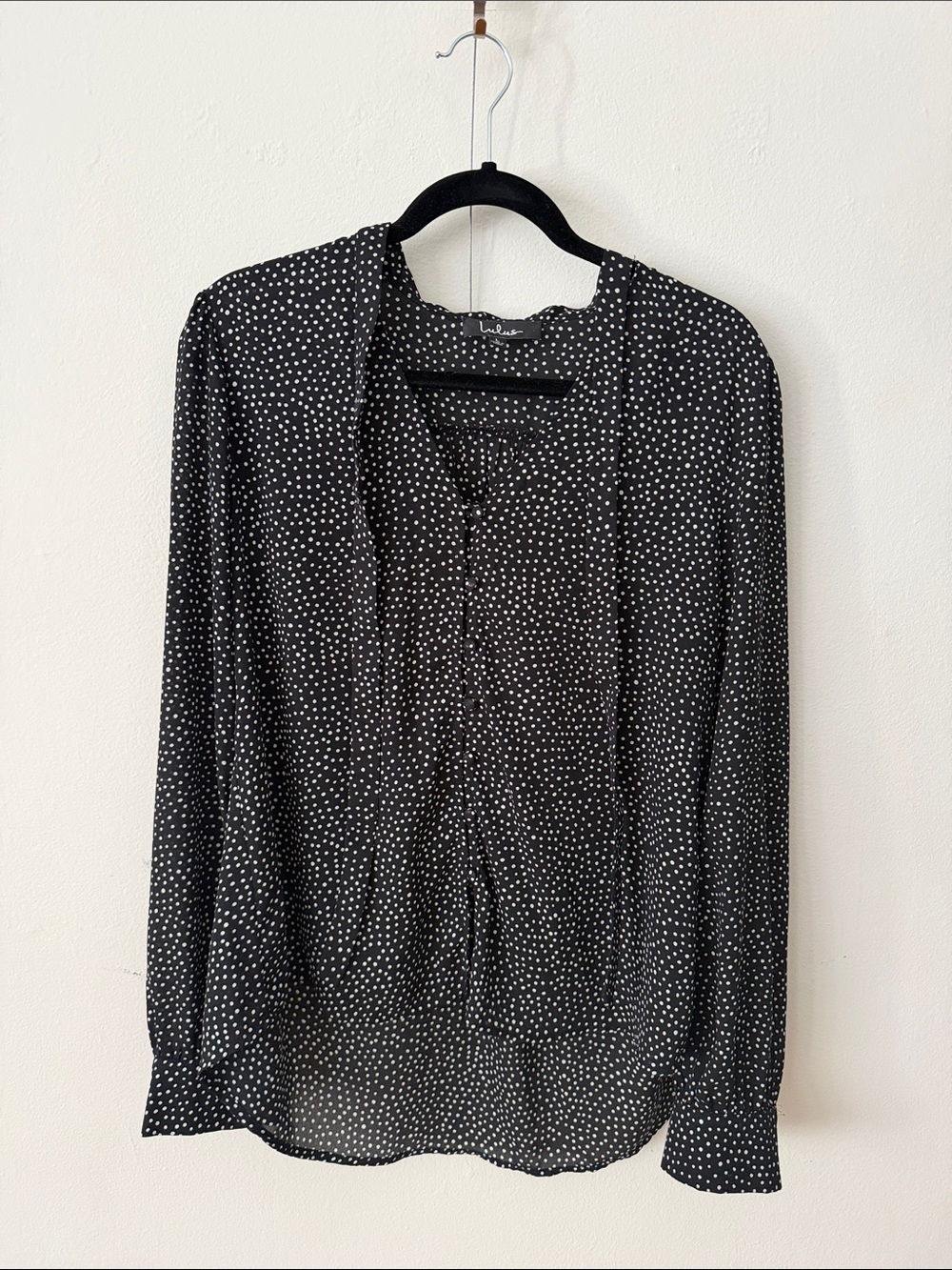 Lulu's Black and White Polka Dot Button-Down Blouse
